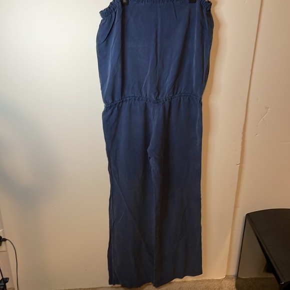 Blue Strapless Jumpsuit Drawstring Waist Casual‎ Comfy One Piece NWT - Picture 3 of 7